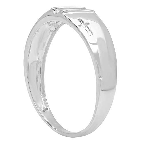 Dazzlingrock Collection 0.04 Carat (Cttw) 10K Round White Diamond Men's Anniversary Cross Band, Solid White Gold, Size 11