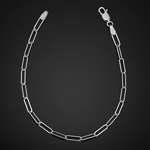 Kooljewelry 14k White Gold Paperclip Chain Bracelet (3.2 mm, 7 inch)