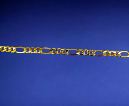 14K Yellow Gold Figaro Necklace Bracelet Chain Italian Men Women Jewelry 5.4g | 3.5mm | 28 Inches | MADE IN ITALY