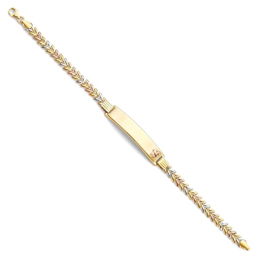 14k Tri Color Gold 15 Years ID Bracelet - 7.5"