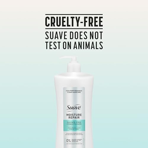 Suave Moisture Repair Sulfate-Free Conditioner with Hyaluronic Acid & Aloe Vera, Hydrates & Restores Dry, Damaged Hair, 4 Count, 28 FL OZ