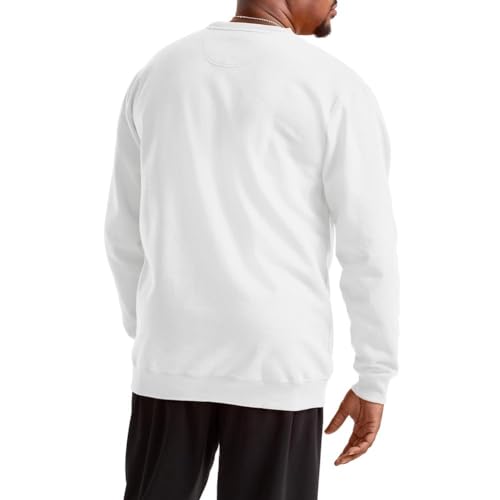Champion Men's Crewneck Fleece Sweatshirt, Standard Fit, Midweight, Script Logo, Available in Regular and Big & Tall, White - Classic Script Logo, Large