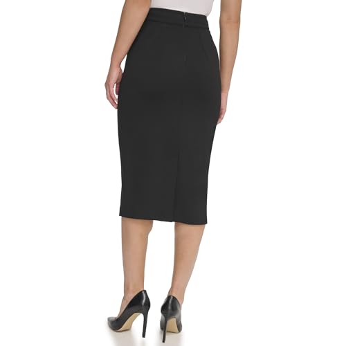 Tommy Hilfiger Women's Suits Midi Ponte Skirt, Black, 4