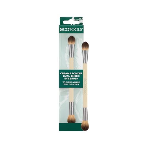 EcoTools Cream & Powder Dual-Ended Eye Brush, Flat & Fluffy, 1 Count