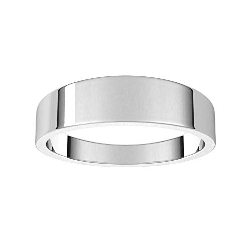 Sonia Jewels Solid 14k White Gold 5mm Flat Tapered Wedding Band Ring Mens Heavy Thick Classic Plain Traditional - Size 9.5