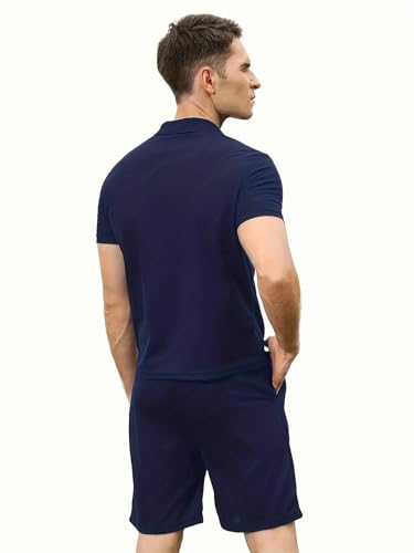 BORBOON Men's Tracksuit 2 Piece Quarter Zip Sweatsuit Sets Short Sleeve Golf Polo Shirts Summer Shorts Loungewear