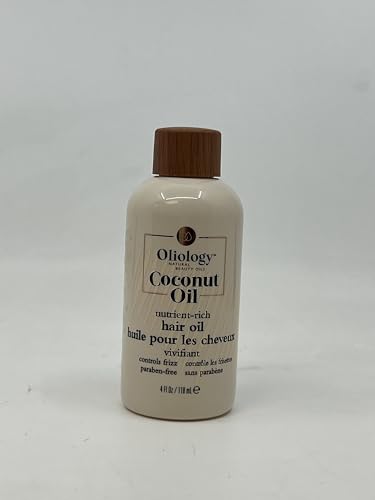 Oliology Coconut Hair Oil - Meds Split Ends, Controls Frizz, Hydrates & Softens - Lightweight Formula Helps Repair Distressed Hair from Heat Styling & Treatments | & Paraben Free (4oz)