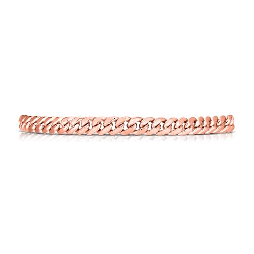 Floreo 14k Rose Gold 6mm Classic Miami Cuban Link Chain Bracelet, 7.25 Inch