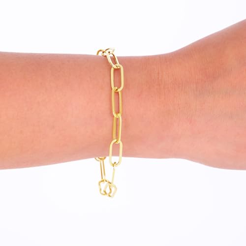Nuragold 14k Real Yellow Gold 6mm Paperclip Chain Cable Link Bracelet - 7"