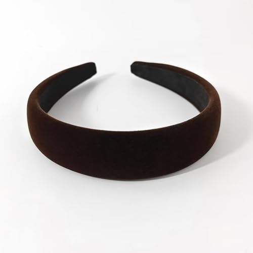 Lvyeer Deep brown Velvet Padded Headbands for Women Fashion Non slip Comfortable Head Bands for Women (Deep brown, one size)