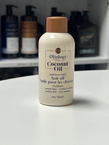 Oliology Coconut Hair Oil - Meds Split Ends, Controls Frizz, Hydrates & Softens - Lightweight Formula Helps Repair Distressed Hair from Heat Styling & Treatments | & Paraben Free (4oz)