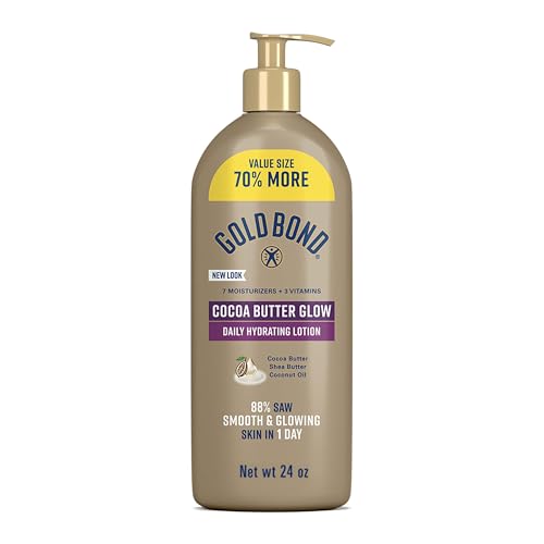 Gold Bond Cocoa Butter Glow Daily Hydrating Lotion for Dry Skin, 24 oz