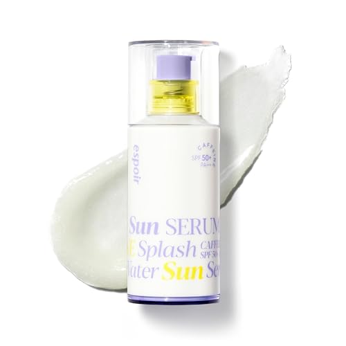 espoir Water Splash Sun Serum SPF50+ PA+++│3,000ppm Caffeine for Reducing Puffiness,Enhancing Skin Elasticity, Non-Oily Hydrating Sunscreen,Vegan,Beach Essentials, Clear Sunscreen1.69 Fl Oz.