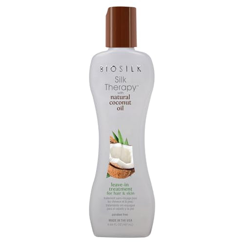BioSilk Silk Therapy with Natural Coconut Oil, Leave-In Hair Treatment Cream for Frizz Control & Shine, Strengthens & Smooths Dry, Damaged Hair, Sulfate-Free, Paraben-Free, Cruelty-Free, 5.64 Fl Oz
