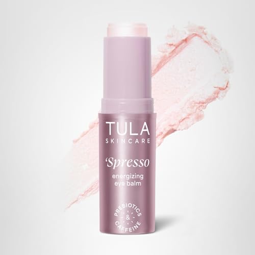 TULA Skin Care Spresso Energizing Eye Balm, Rose Glow - Energizing & Hydrating Caffeine Under Eye Treatment for Dark Circles, Portable and Perfect to Use On-the-go, 0.35 oz.