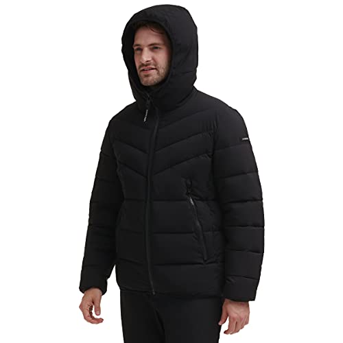 Calvin Klein Men's Hooded Stretch Jacket, Ebony, Medium