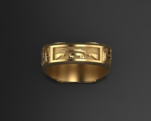 SilkenSaga Gothic Nature Inspire Deer Antler & Wolf Hunter Ring 14K Gold Plated Unique Wild Animal Head Biker Rider Nature Inspire Hunter Ring 925 Sterling Silver Handmade Animal Jewelry Gift