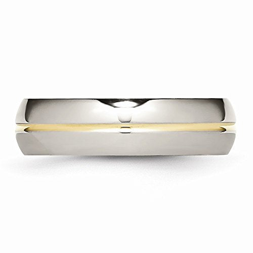 Sonia Jewels Titanium Yellow IP-Plated Grooved 6mm Wedding Band Ring Comfort-Fit Size 11.5