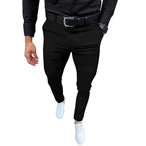 Percle Dress Pants for Men Business Casual Slacks Stretch Slim Fit Suit Pants Black