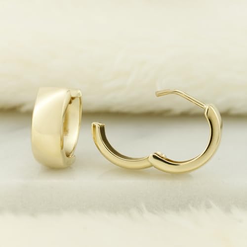 10k solid gold plain huggie earrings - Serena Sparkles (Small)