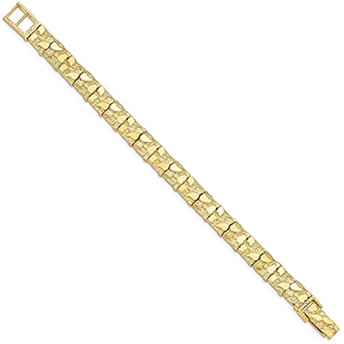 Dazzlingrock Collection 7.5 mm Men's Nugget Cuff Gold Link Bracelet (8 Inch) in 14K Solid Yellow Gold