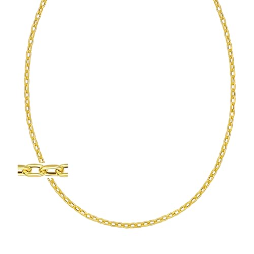 Floreo 14k Yellow Gold 3.3mm Cable Charm Link Chain Necklace, 18 Inch