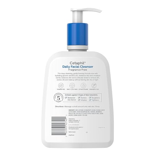 Cetaphil Daily Facial Cleanser, Oily & Combination Skin, 16 fl oz, 2 ct