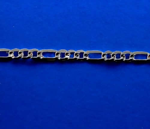 14K White Gold SOLID Figaro Necklace Bracelet Chain Real Gold Men Women Jewelry 3.7g | 4mm | 7 Inches | MADE IN ITALY