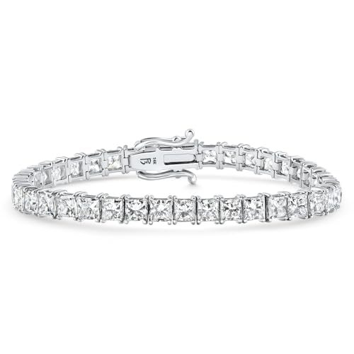P3 POMPEII3 Pompeii 16.30Ct Princess Cut Diamond 7" Tennis Bracelet 14k Gold Lab Grown (E/F,VS)