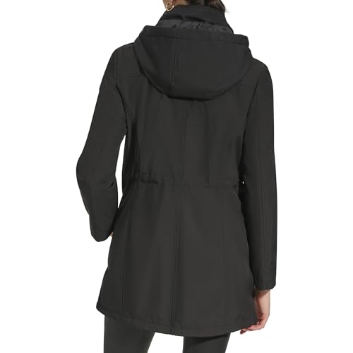 DKNY Women's Softshell Hooded Coat, Black