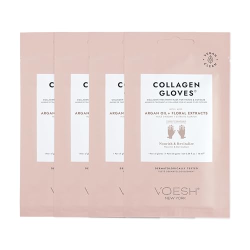 VOESH Collagen Gloves, Vegan Hand Masks, 4 Pack, Moisturizing Hand Mask, Lotion Gloves, Hydrating Gloves, Hand Care, Spa Manicure Gloves, Dry Hand Treatment