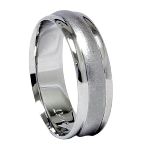 P3 POMPEII3 Pompeii Mens 14K White Gold Satin 6mm Wedding Ring New Band - Size 8.5