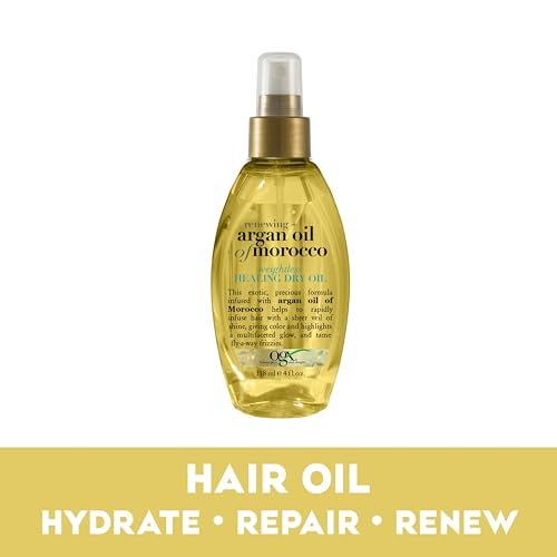 OGX Renewing + Argan Oil of Morocco Weightless Healing Dry Oil Spray, Lightweight Hair Oil Mist for Split Ends, Frizzy Hair and Flyaways, Paraben-Free, Sulfated-Surfactants Free, 4 Fl Oz