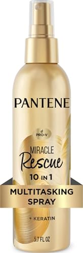 Pantene Miracle Rescue 10in1 Multitasking Spray - Heat Protection, Detangles, Repairs Damaged, Dry Hair, Improves Shine, Leave-In Conditioning Treatment with Keratin and Pro-Vitamin B5, 5.7 oz