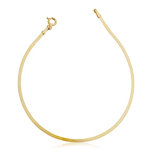 Womens Elegant - 10K Yellow Gold Herringbone Chain Bracelet 7.5 in