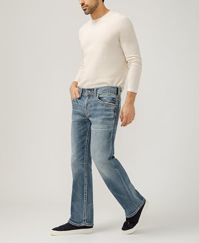 Silver Jeans Co. Men's Zac Relaxed Fit Straight Leg Jeans, Light Indigo, 36W x 30L