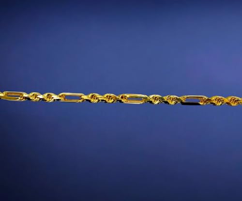 14K Yellow Gold SOLID Milano Figaro Rope Necklace Bracelet Chain Men Women Jewelry 7.5g | 2.5mm | 16 Inches | MADE IN ITALY