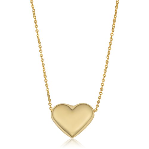 Kooljewelry 10k Yellow Gold Heart Necklace (18 inch)