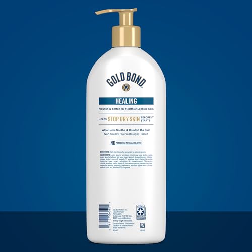 Gold Bond Healing Hydrating Body Lotion with Aloe, Moisturizer for Dry to Extra Dry Skin, 24-HR Hydration to Soothe & Comfort, Non-Greasy, Dermatologist-Tested, Light Scent, 24 Oz Family Size Pump