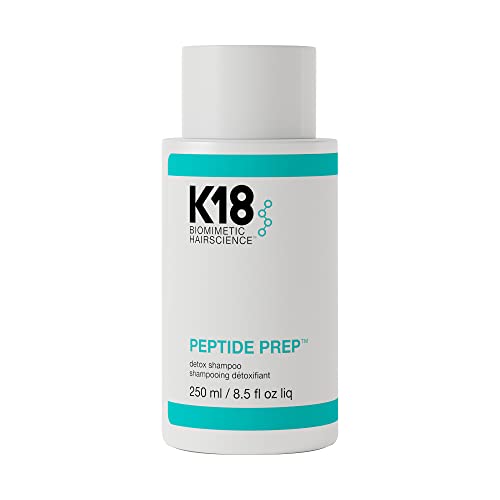 K18 Peptide Prep Detox Shampoo - Color Safe Clarifying Shampoo for Build Up Removal - Gently Removes Dirt, Oil + Metals from Hard Water with Activated Charcoal + Salicylic Acid (8.5 Fl oz)