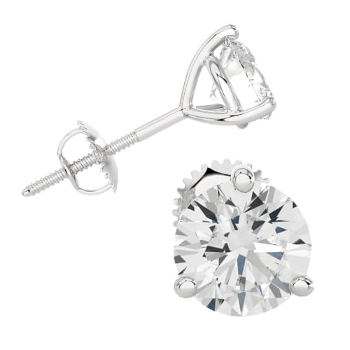 Privosa - 1 Carat Lab Grown Diamond Stud Earrings in 14K White Gold
