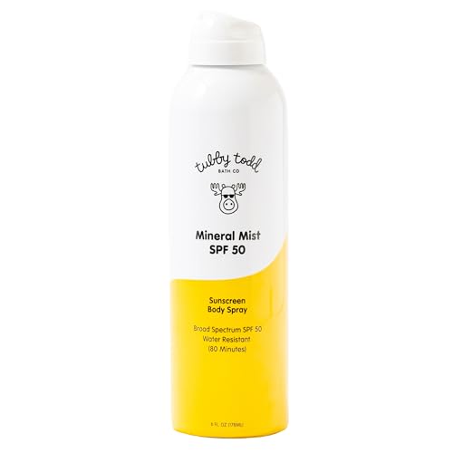 Tubby Todd Mineral Mist SPF 50 Sunscreen, Non-Aerosol Body Spray