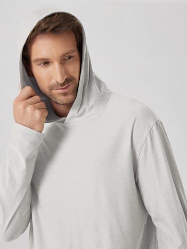 ODODOS Men's Long Sleeve Hoodie - odSTRATUM Tech Performance Pullover - Ultra Soft Moisture Wicking UPF 50+ Top, Salt Heather, Large