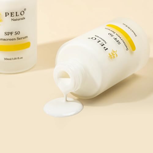 Pelo Naturals Sunscreen Serum- Enriched Mineral Face Sunscreen SPF 50 with Zinc Oxide 20% Titanium Dioxide 5%- With Hydrating Squalane For All Skin Types and Skin Tone 1oz