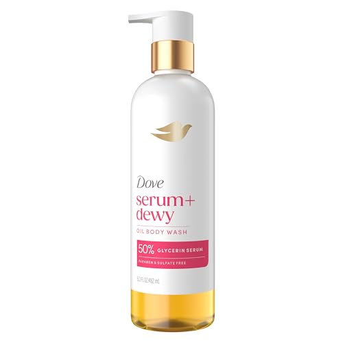 Dove Serum+Shower Oil Body Wash Dewy, Coconut & Geranium Oil, 15.3 fl oz