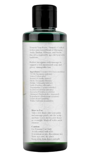 Raslok Bhringraj Hair Oil 6.76 fl oz –200ml | Ayurvedic Botanical Blend with Amla, Neem, Hibiscus & Brahmi | Cold-Pressed | Non-GMO | No Mineral Oil | Made in India