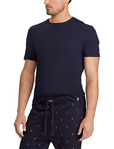 POLO RALPH LAUREN W/Wicking 3-Pack Crew Undershirts for Men Offers Cotton Fabric, Straight Hemline Andover Heather/Bali Blue/Cruise Navy LG One Size