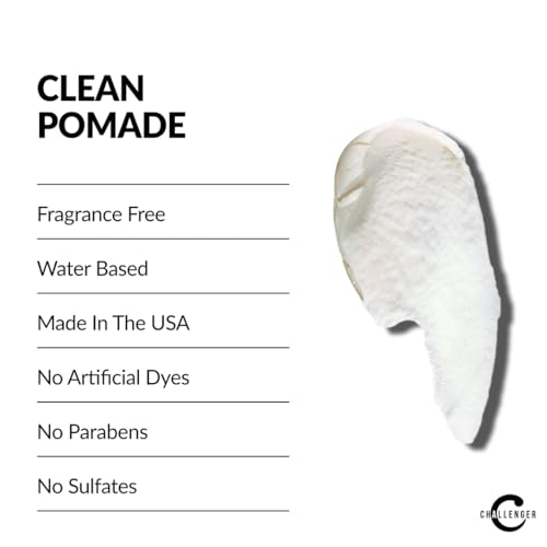 Challenger Fragrance Free Cream Pomade | Non-Comedogenic Styling Product | Unscented Hair Gel | Medium Firm Hold & Clean Ingredients | 3oz
