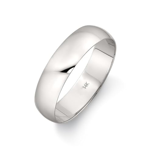 Oxford Ivy Wedding Band Solid 14K White Gold 5mm Plain Ring, Size 7.5