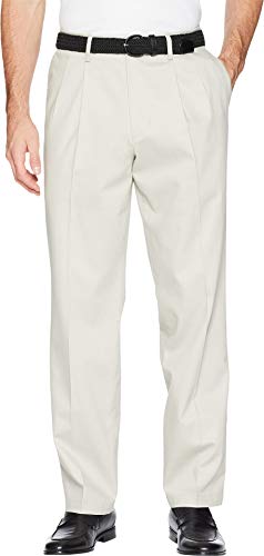 Dockers Men's Classic Fit Signature Khaki Lux Cotton Stretch Pants - Pleated (Regular and Big & Tall), Cloud, 34W x 29L